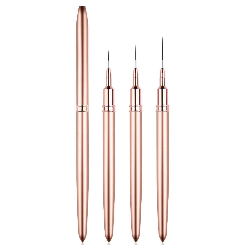 Набор кистей для нейл-арта цвета шампанского, ультратонкие, 7-11 мм, 3 шт./комплект