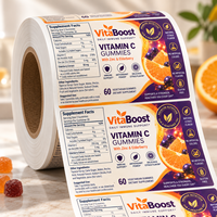 Étiquettes personnalisées pour bouteilles de vitamines, autocollantes en rouleau, imperméables, en BOPP avec vernis sélectif UV, pour l'emballage de compléments alimentaires