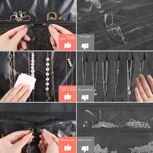 Hanging Jewelry Organizer 43 Pockets Double Sided Necklace Earring Storage <b>Holder</b> Black - Product Image 3