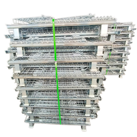 Conteneur en treillis métallique galvanisé pliable de haute qualité 500 kg 600 kg, cage de stockage métallique, chariot à roulettes avec roues
