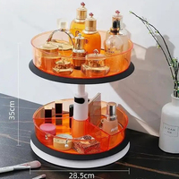 2-laags draaibare Lazy Susan organizer, 360 graden draaibaar, transparant plastic fruit schaal, kruidenrek, snack- en notenbak, keuken- en voorraadkastopbergbak