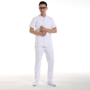 Consegna veloce <span class=keywords><strong>100</strong></span>% Manica Corta In <span class=keywords><strong>Cotone</strong></span> <span class=keywords><strong>Bianco</strong></span> Medico Abito Camici da laboratorio Medico Ospedale Personale Scrubs Medico Uniforme Top - Product Image 2