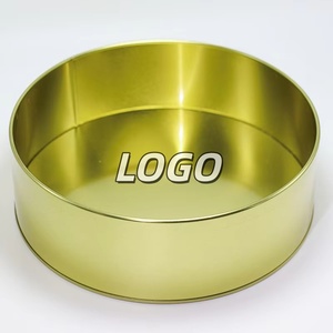 19.8*6.4 Cm Cake Tin <b>Box</b> Cookie Tin 8 Inch Container Food Tinplate Tin Cans Gold RTS Round Metal for Cake Crown Cap Matte 45 Pcs - Product Image 1