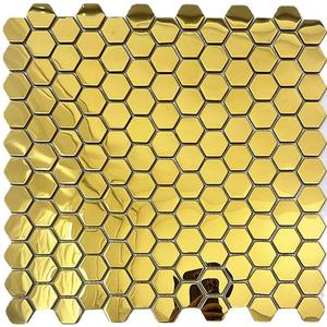 Hiện đại TV Nền thép không gỉ tường Sticker <span class=keywords><strong>Hexagon</strong></span> vàng kim loại Gạch Mosaic 4 mét cho phòng khách KTV Nội Thất Tường - Product Image 3