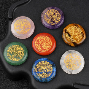 Disque en Agate Cristalline Gravée <span class=keywords><strong>Arbre</strong></span> <span class=keywords><strong>de</strong></span> <span class=keywords><strong>Vie</strong></span> <span class=keywords><strong>de</strong></span> 25 mm, Pierre Semi-Précieuse Ronde Sculptée pour Décoration DIY - Product Image 4