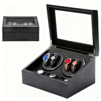Boîte à montres automatique en bois de haute qualité à 4 emplacements avec boîte de rangement à 6 emplacements et intérieur en velours