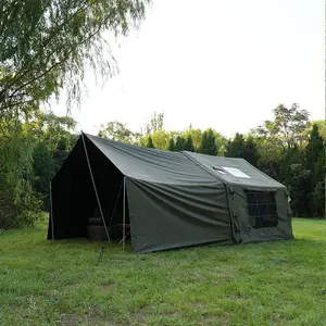 Roof Tent 8 Square Meters 3-5 People Cotton Tactical Army Green Inflatable Tent Camping Simple Hut No Build Campsite