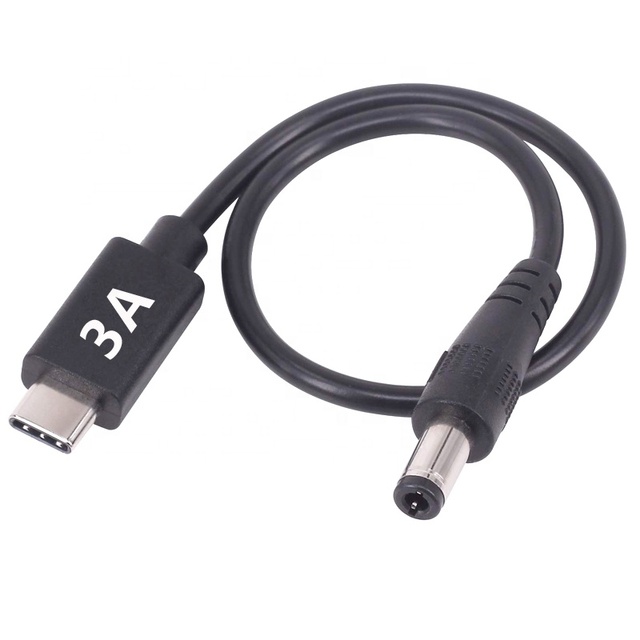 Usb 3.1 Type C Usb-C Male to Dc 5.5X2.5Mm Male Power Jack Converter Cable De Para Corriente 5V a 12V 2A 2.1 a 2 Amperios