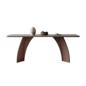 Mesa de Comedor de Madera Maciza, Rectangular, Color Nogal, Estilo Moderno Minimalista, Estructura Estable, para Uso Doméstico - Product Image 5