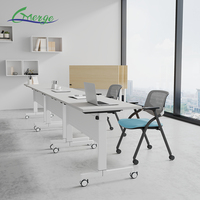 Table de réunion modulaire pliable rectangulaire, table de formation mobile avec roulettes pour bureau et salle de classe polyvalente