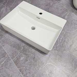 Lavabo de Cerámica para Montar en la Pared, 600x425mm, Lavabo de un Solo Orificio para Proyectos Hoteleros - Product Image 4