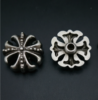 Boutons Métalliques de Luxe Style Gothique pour Vestes en Cuir - Rivets Vintage en Argent Vieilli en Forme de Croix et de Fleur pour Vêtements Rock et Streetwear