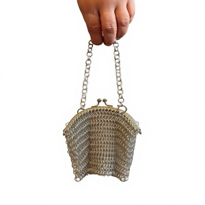 <b>Silver</b> Plated Stainless Steel Chainmail Purse Irregular Shape Fashion Metal Craft <b>Handbag</b> Business Gift Wearable Accessory - Product Image 2