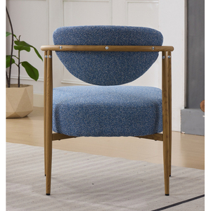 Chaise de salle à manger convertible avec revêtement en tissu bleu pour la maison, le bureau et l'appartement, tissu tissé avec dossier en mousse - Product Image 3
