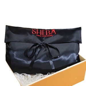 Luxury Soft Black Satin Scarf Clothing Underwear Pouch Satin Bags with logo Custom Embroidery logo Satin <b>Envelope</b> Bag - Product Image 1