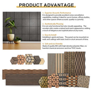 Tablero <span class=keywords><strong>de</strong></span> pared decorativo para interiores 3D absorbente <span class=keywords><strong>de</strong></span> <span class=keywords><strong>sonido</strong></span>, <span class=keywords><strong>placa</strong></span> absorbente <span class=keywords><strong>de</strong></span> fibra <span class=keywords><strong>de</strong></span> poliéster HDF impermeable ignífuga, Panel insonorizado - Product Image 3