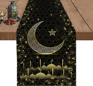Fiori <span class=keywords><strong>rosa</strong></span> luna stelle Ramadan Eid Runner da tavolo stagionale vacanze estive <span class=keywords><strong>cucina</strong></span> tavolo da pranzo Runner per la decorazione della festa di casa - Product Image 4