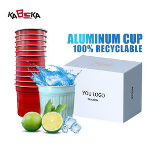 Gobelets en aluminium mats jetables et réutilisables personnalisables avec logo pour fêtes, boissons froides et bières - Product Image 1