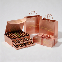 Boîte cadeau personnalisée avec estampage à chaud en or, boîte cadeau magnétique personnalisée pour baklava, boîte cadeau personnalisée avec date, boîte cadeau à deux étages
