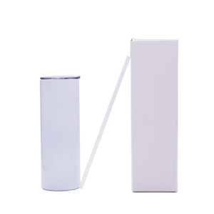 Botella de agua de sublimación recta de doble pared con pajita, vaso Delgado blanco de 20 oz, muestra gratis - Product Image 2