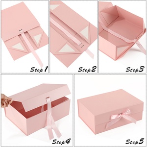 Luxury Rigid Magnetic Closure Fancy Matte Gift Box with Ribbon for Gifts Wholesale Custom logo Magnetic Beige Gift <b>Boxes</b> - Product Image 4
