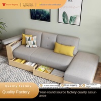 Canapé-lit pliable moderne et minimaliste en tissu de style japonais, avec rangement intégré, prêt à l'emploi, en pin, directement de l'usine