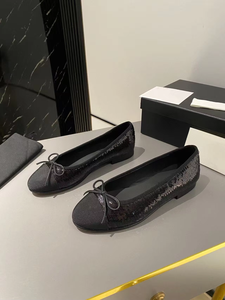 Zapatos de Diseñador de Lujo, Zapatos de Ballet para Mujer, Zapatos Planos de Cuero con Lazo, Punta Redonda, Color Combinado - Product Image 3