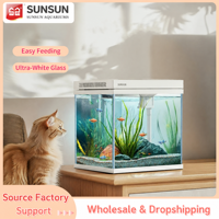 Aquarium auto-circulant ultra-clair, aquarium de salon, petit aquarium de bureau en verre à faible entretien pour la maison
