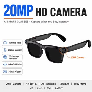 Lunettes Intelligentes IA M10A avec Caméra 20MP, 4K 60FPS, Stabilisation Gyroscopique 6 Axes, Recharge Type-C, Batterie 340mAh, Stock Usine OEM, Vente en Gros - Product Image 1