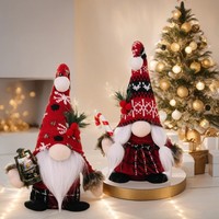 Nouveauté Petit tissu sans visage Père Noël elfe Gnome Figurines de table de Noël Jouets en tissu pour décoration festive