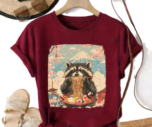 <span class=keywords><strong>Camiseta</strong></span> Japonesa <span class=keywords><strong>de</strong></span> Ramen <span class=keywords><strong>con</strong></span> Mapache Comiendo Fideos, Diseño Gráfico <span class=keywords><strong>de</strong></span> Animal Tierno, Arte <span class=keywords><strong>de</strong></span> Flor <span class=keywords><strong>de</strong></span> Cerezo del Monte Fuji, Regalo para Amantes del Anime - Product Image 3