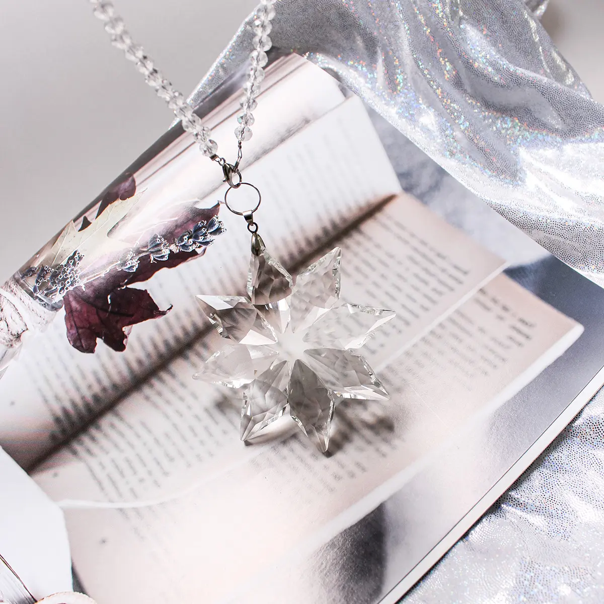 Pingente cristal transparente de pendurar, pingente de cristal transparente de floco de neve de natal para decoração da árvore de natal, presentes de feriado