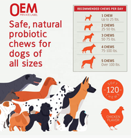 Friandises à mâcher probiotiques naturelles pour chiens : Soutien digestif, santé intestinale, supplément à mâcher souple, riches en protéines, vitamines et minéraux pour la santé.