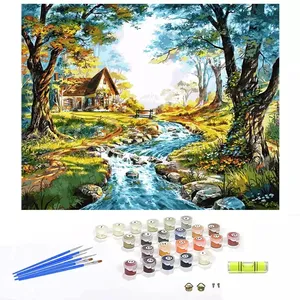 Juego de pintura al óleo personalizada por números para adultos y niños, juego de pintura al óleo para principiantes, árbol de la vida de las cuatro estaciones, OEM ODM, venta al por mayor