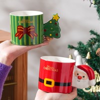 Nouvelle Tasse Créative Cadeau de Fêtes Ornement Vaisselle Tasse à Café en Céramique pour Petit-Déjeuner Père Noël de Noël
