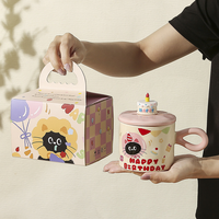 Mug en céramique avec chat de dessin animé mignon, couleur et logo personnalisés, capacité de 301 à 400 ml, boîte cadeau de grande valeur, souvenir, cadeau d'anniversaire, tasse à petit-déjeuner