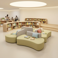 Sièges modulaires incurvés pour bibliothèque, en tissu résistant aux taches et à l'abrasion, de qualité commerciale, mobilier FF&E