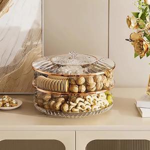 Japon tarzı ışık lüks kristal meyve tabağı oturma odası kahve sehpası dönen şeker kutusu kurutulmuş meyve kutusu atıştırma tabağı depolama - Product Image 2