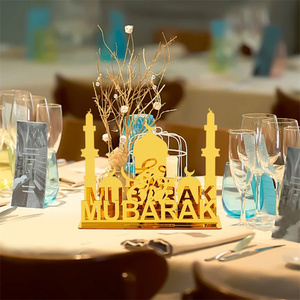 Decoración de mesa Eid Mubarak, adorno acrílico, suministros para fiestas musulmanas islámicas, estrella de Luna Dorada, adornos <span class=keywords><strong>Corban</strong></span> de mesa - Product Image 4