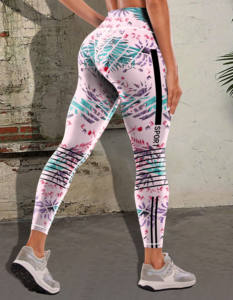 Leggings Yoga <span class=keywords><strong>a</strong></span> Vita Alta con Stampa Foresta Pluviale e Strisce Laterali, Pantaloni Elasticizzati per Corsa e Fitness, Abbigliamento Sportivo alla Moda per Donne - Product Image 4