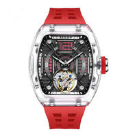 Nuevo Reloj Mecánico de Lujo para Hombre, Diseño de Esqueleto, Automático, Tourbillon, Transparente, Estilo Barril