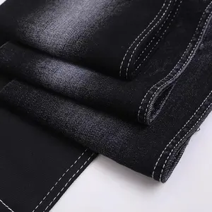 流行的未水洗丝光，黑色日式100% 棉14-15盎司镶边重牛仔中腰牛仔裤面料/