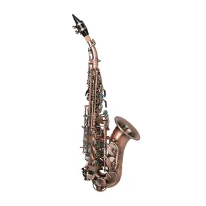 Haute qualité, bon prix, petit tuyau courbé rouge, saxophone antique, ormeau, coquille, clés, saxophone triple, instrument en bronze