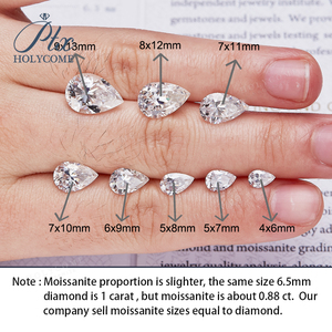 Holycome Moissanite VVS1เพชรโฮลีมา3x5-10x14ดีตัดรูปลูกแพร์ทำด้วยมือผ่านการทดสอบสีบวกธรรมชาติขายส่ง GRA Moissanite - Product Image 2