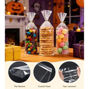 Flat Bottom Cellophane <b>Bags</b> 5x3x12 Inches <b>Clear</b> With Twist Ties 100 Pcs For Gift Packaging - Product Image 4