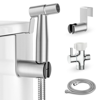 SANIPRO Douchette WC murale en acier inoxydable doré, pulvérisateur portable pour hygiène féminine, pistolet de nettoyage manuel
