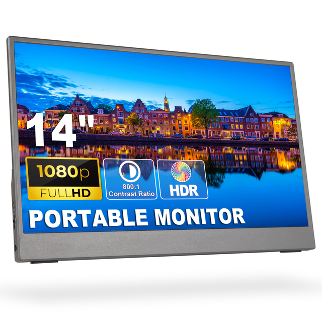 SIBOLAN Portable Monitor 14 Inch FHD1080P Ultra-Slim for Laptop Monitor USB-C External Monitor Dual Extender Display for Laptop