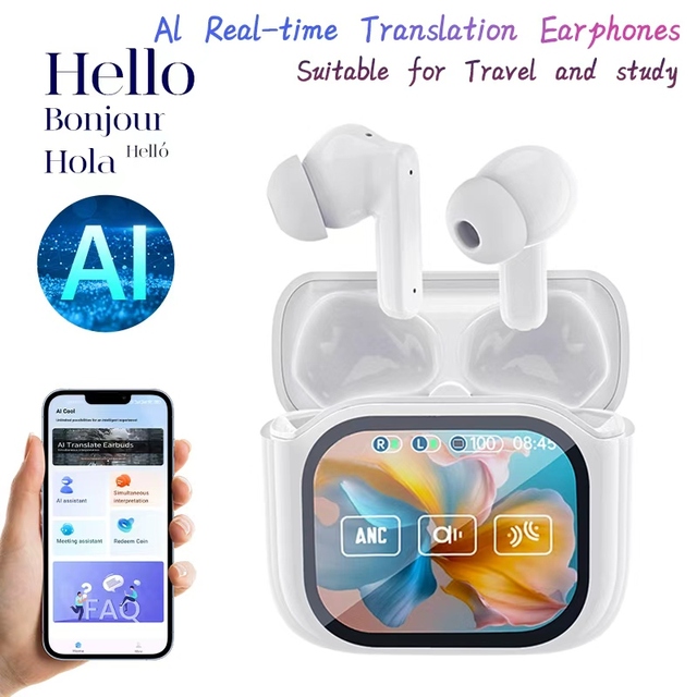 Hot Selling JM19 AI Translator ANC Noise Cancelling Game In-Ear Touch Wireless TWS Earbuds Digital Display Waterproof Earbuds