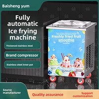 Machine à glace frite commerciale 240V 1.35KW, simple ou double plateau, pour rouleaux de glace au yaourt, capacité de stockage de 18kg, idéale pour les stands de glace pilée aux fruits