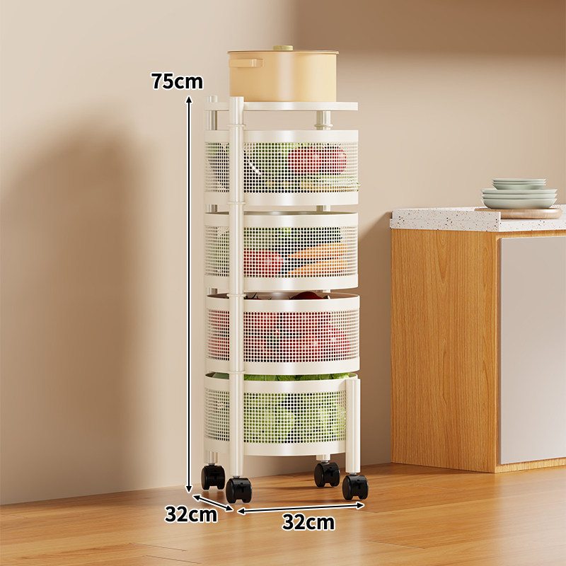 Multifunctional white rotating storage rack [four-tier round]